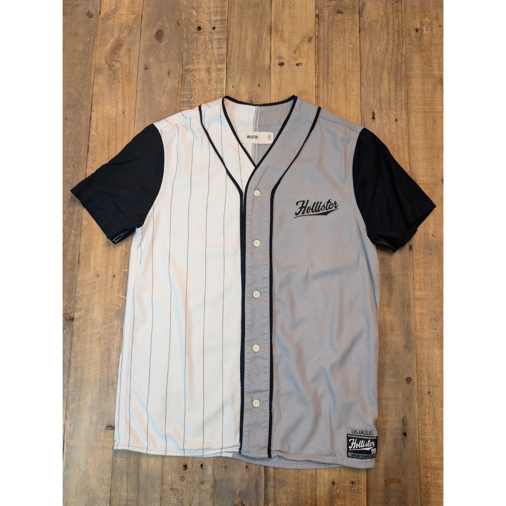Hollister 99 Sportswear Baseball Jersey Shirt Mens XS Colorblock Pinstripe